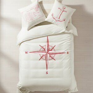 KIDS BEDDING ORGANIC COTTON COMPASS  DUVET COVER (DOUBLE/FULL)